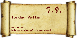 Torday Valter névjegykártya